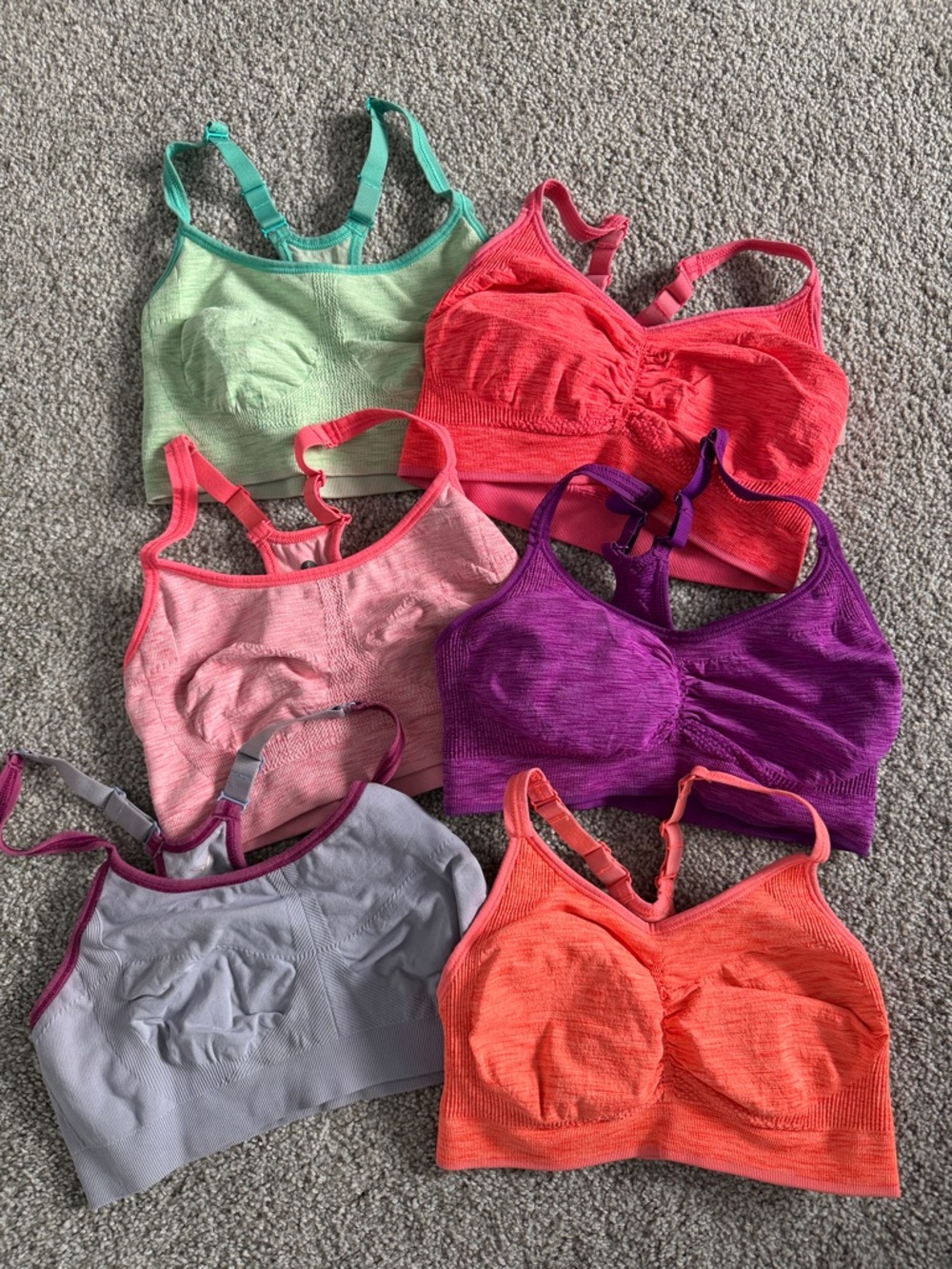 Seamless Comfort Sports Bra - Purple, Coral, Mint, Pink, Gray
set of 6